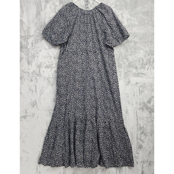 Old Navy Dress Womens XL Black White Floral-Print Puff-Sleeve All-Day Maxi Swing - Picture 4 of 11